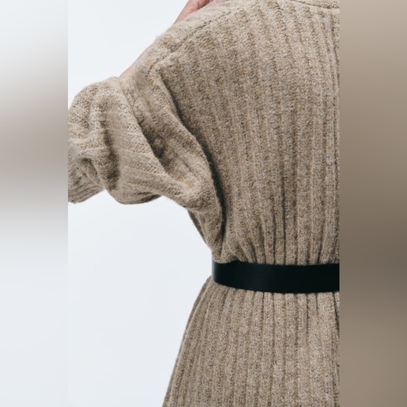Zara Beige Rib Knit Coat - Picture 12 of 12